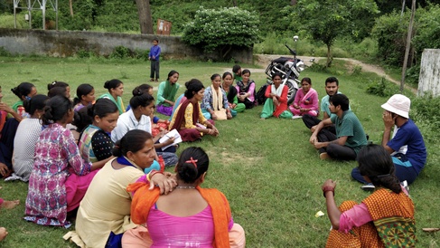 Trishant in circle of indian students in india
